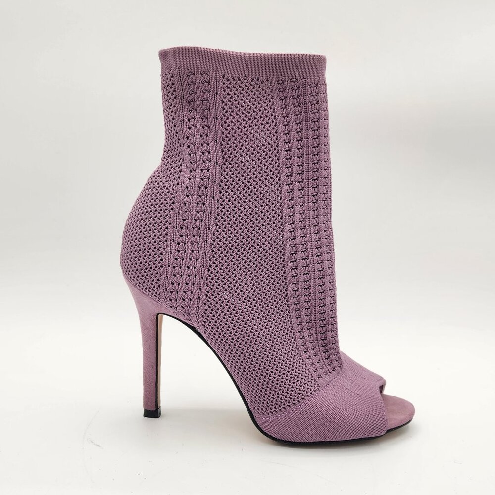 ."Knitty" Open Toe Stiletto Heel Knit Bootie from CATHERINE MALANDRINO